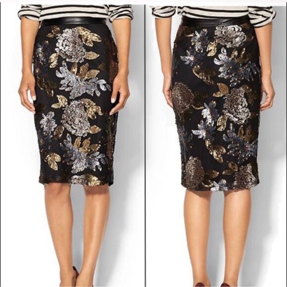 NWT JOA Los Angeles sequin floral pencil skirt size large - Picture 1 of 14